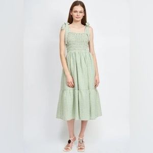 En Saison *NWT*|  Size Small, Sage Green | Smocked Piper Dress,